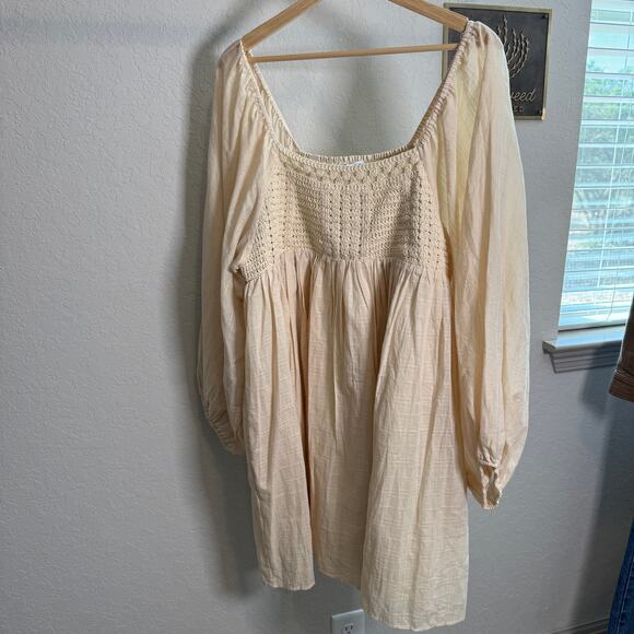Women's First Love Cream Crochet Bodice Fit and Flare Dress Size Large - Picture 1 of 10